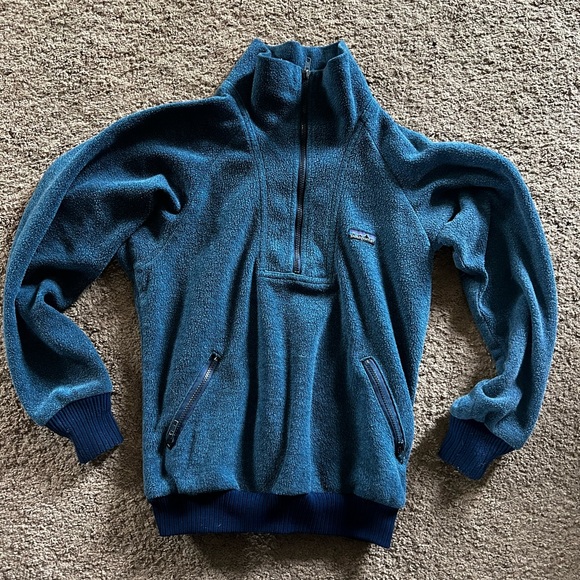Vintage 70’s Patagonia Blue Fleece Half Zip Pullover - Picture 1 of 6